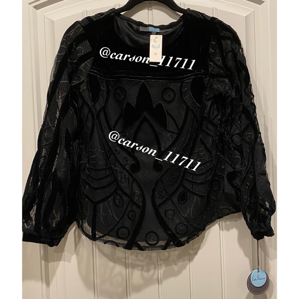 🦄RARE NWT Anthropologie Velvet Patterned Top - Picture 5 of 11